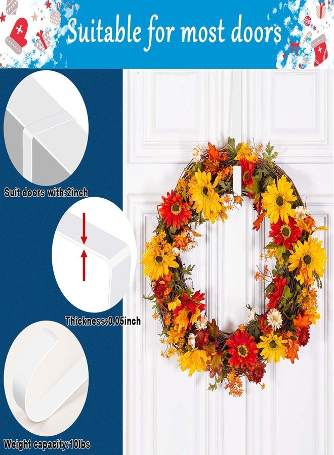Dapute 4 Pack 12" &15" Wreath Hangers for Front Door, Over The Door Wreath Hanger Halloween Decorations Wreath Hook for Hanging Christmas Easter Fall Decoration, Welcome Sign Holder (White) - Image 2